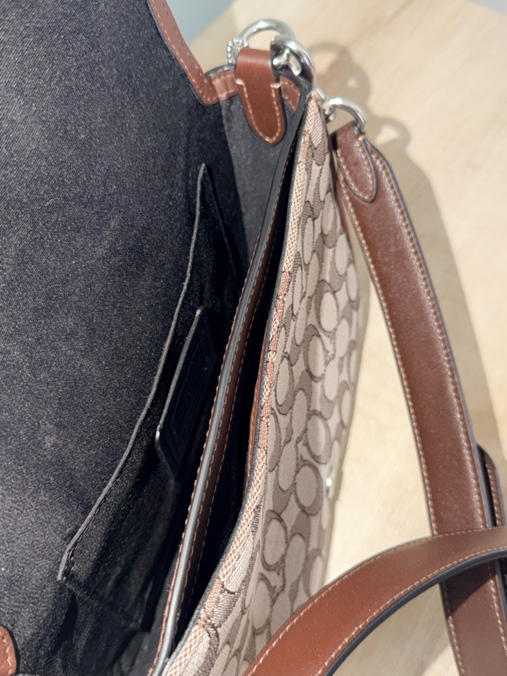 Coach (AUTHENTIC) NEVER USED Brown Signature Jacquard Saddle Crossbody - Picture 8 of 11